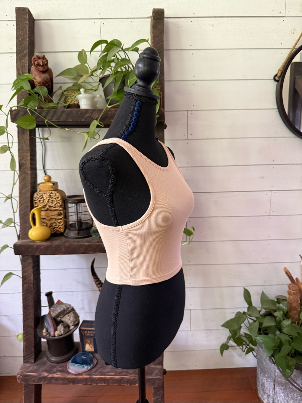 Zara Ribbed Crop Tan Beige Bodycon Top - Picture 13 of 17